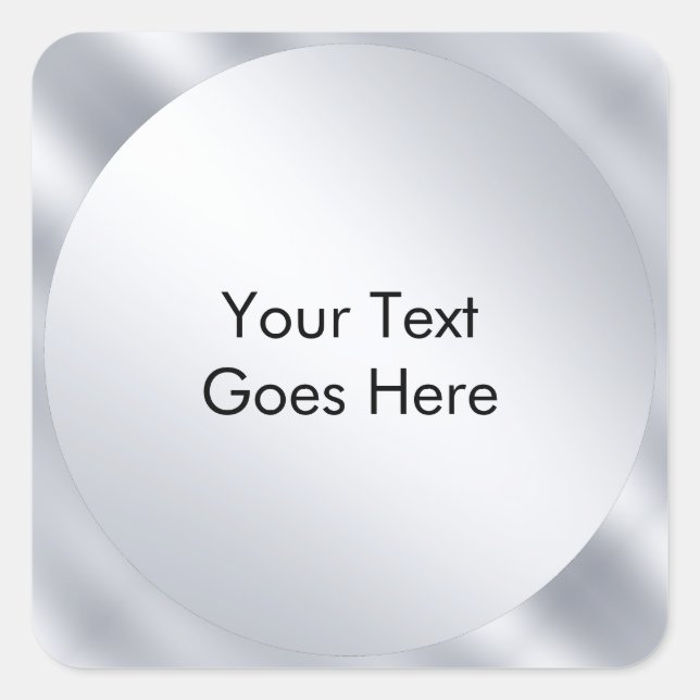 Adesivo Quadrado Modelo Moderno em Prata Falsa Adicione Seu Texto E (Frente)