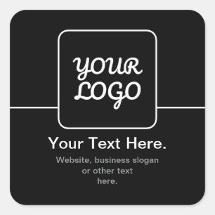 Adesivo Quadrado Modelo Moderno para o Seu Logotipo   Preto & Branc