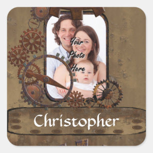 Adesivo Quadrado Modelo personalizado de foto steampunk