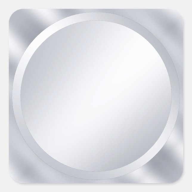 Adesivo Quadrado Modelo personalizado elegante em prata metálica (Frente)