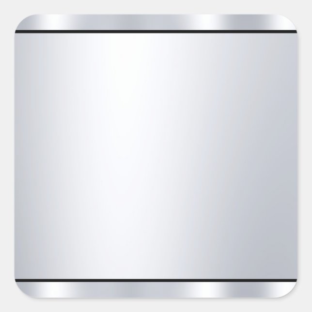 Adesivo Quadrado Modelo personalizado preto com aparência de prata  (Frente)