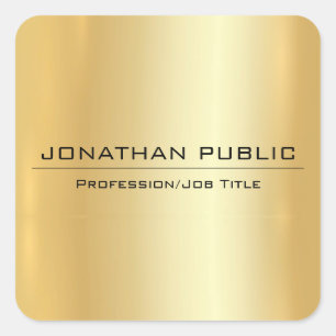 Adesivo Quadrado Modelo Simples Elegante Moderno Dourado Faux