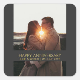 Adesivo Quadrado Modern anniversary photo love 