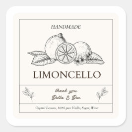 Adesivo Quadrado Modern Artisan Lemon Weding Limoncello Bottle
