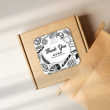 Modern Black Bakery Doodles Social Obrigado