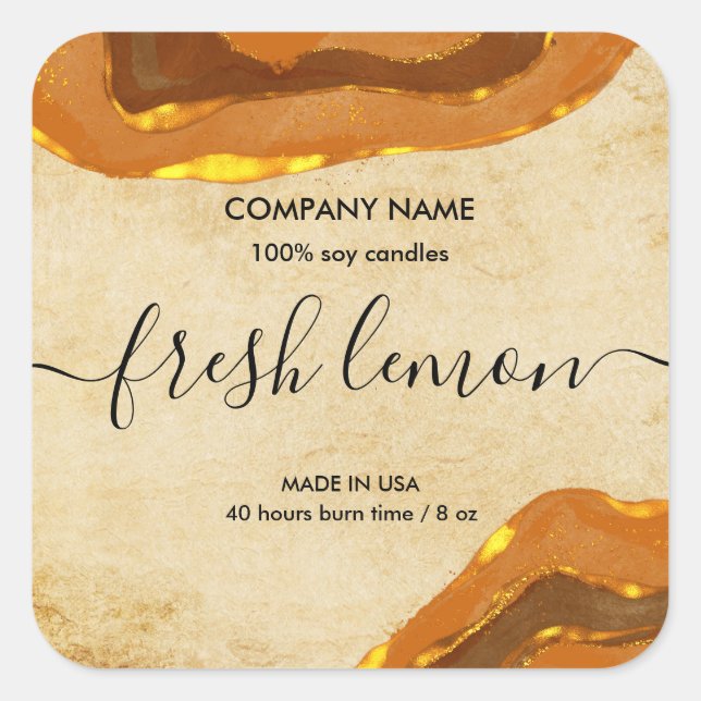 Adesivo Quadrado Modern Boho Terracotta Agate Laranja Queimado (Frente)