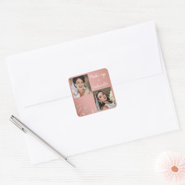 Adesivo Quadrado Modern Botanical Dusty Rose Boho Photo Script  (Envelope)