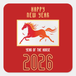 Adesivo Quadrado Modern Chinese Horse New Year 2026