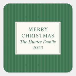 Adesivo Quadrado Modern Christmas Minimal Holiday Favor Green
