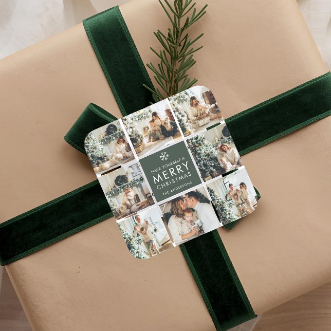 Adesivo Quadrado Modern Collage “Merry Christmas” Multi Photo (Criador carregado)