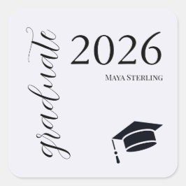 Adesivo Quadrado Modern Editorial Script 2026 Signature Graduation
