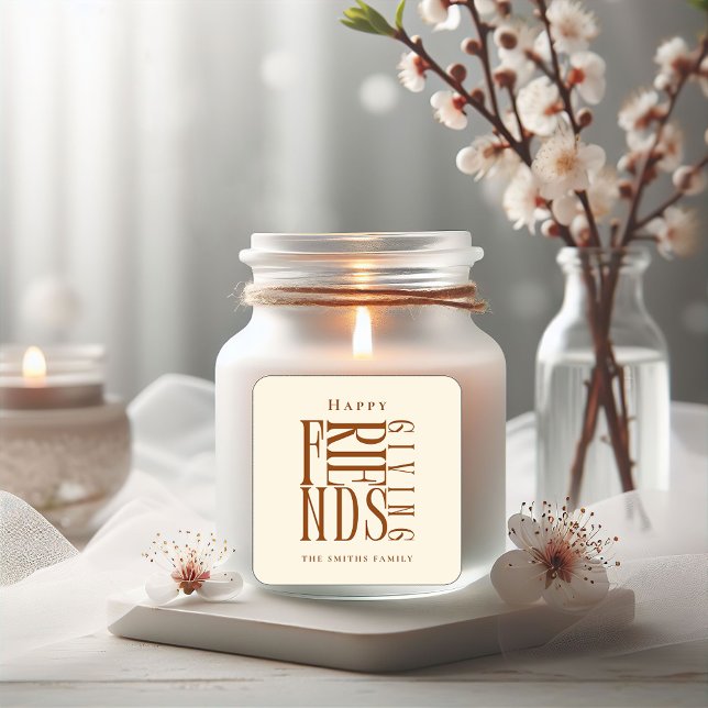 Adesivo Quadrado Modern Friendsgiving Outono Elegante   (Criador carregado)