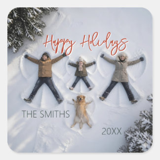 Adesivo Quadrado Modern & Fun "Happy Holidays" Photo