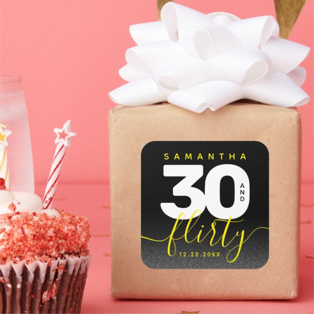 Adesivo Quadrado Modern Girly Bright Yellow 30 e Flirty (Festa)