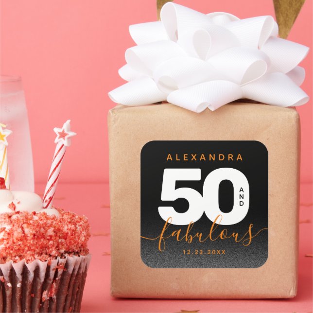 Adesivo Quadrado Modern Girly Orange 50 e Fabulosa (Festa)