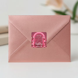 Adesivo Quadrado Modern Glamour 21st Birthday Neon Arch & Balloons