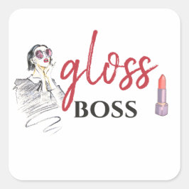 Adesivo Quadrado Modern Gloss Boss Girl Black Red Funny Art