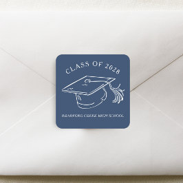 Adesivo Quadrado Modern Graduate Cap Doodle Class of Graduation