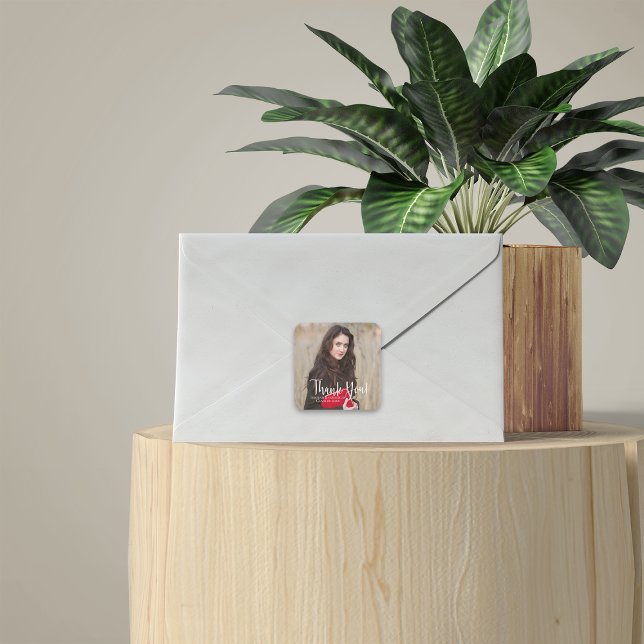 Adesivo Quadrado Modern Graduation Thank You Typography (Criador carregado)