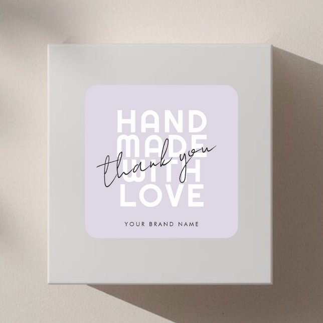 Adesivo Quadrado Modern handmade with love thank you (Criador carregado)
