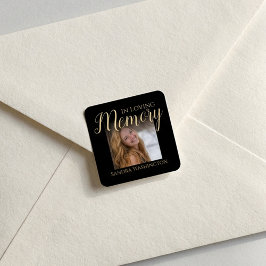 Adesivo Quadrado Modern In Loving Memory | Photo Memorial Button