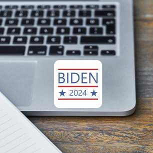 Adesivo Quadrado Modern Joe Biden 2024 com Linhas Vermelhas Patriót