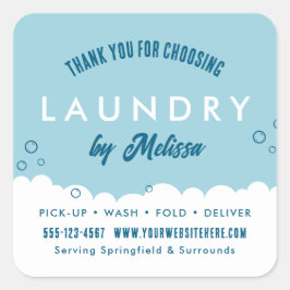 Adesivo Quadrado Modern Laundry Service Blue & White Thank You