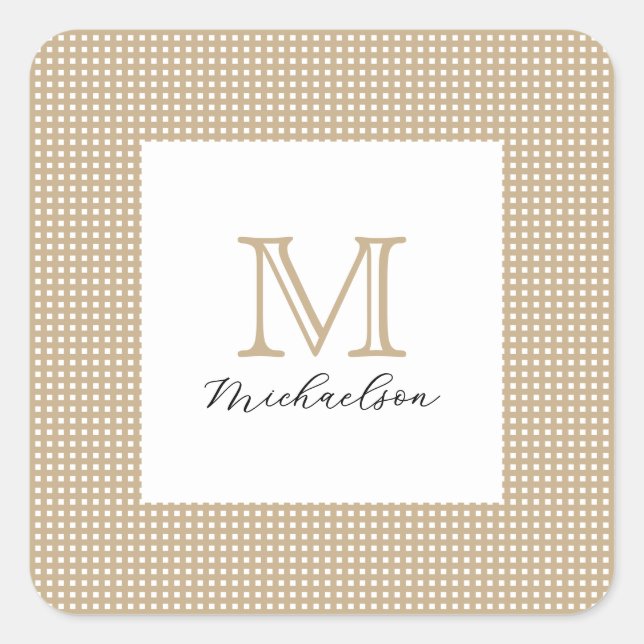 Adesivo Quadrado Modern Minimal Gold Elegant Monogram (Frente)