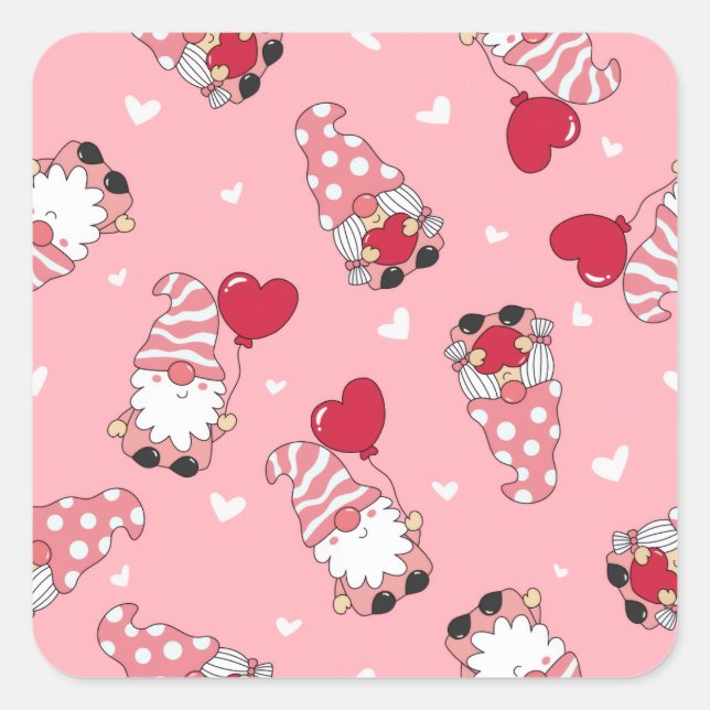 Adesivo Quadrado Modern Minimal Red Heart Valentine’s Day Present (Frente)