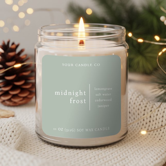 Adesivo Quadrado Modern Minimalist Candle Packaging Label Green (Criador carregado)