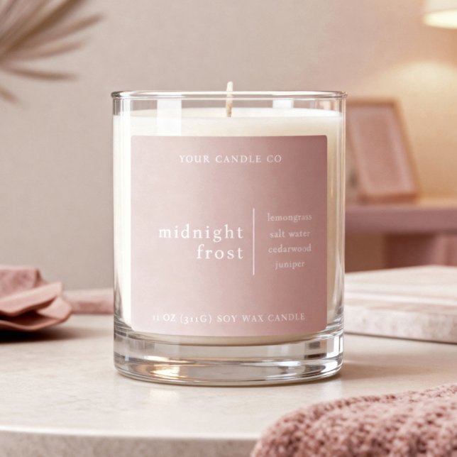 Adesivo Quadrado Modern Minimalist Candle Packaging Label Rose (Criador carregado)