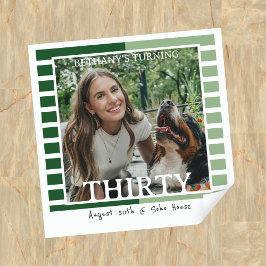 Adesivo Quadrado Modern Minimalist Striped 30th Birthday Photo