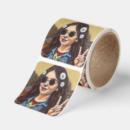 Adesivo Quadrado Modern Mona Lisa Painting - da Vinci Inspired Art