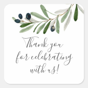 Adesivo Quadrado Modern Olive Branch Obrigado