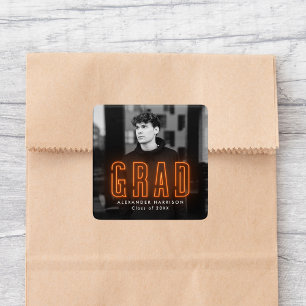 Adesivo Quadrado Modern Orange Neon Graduation