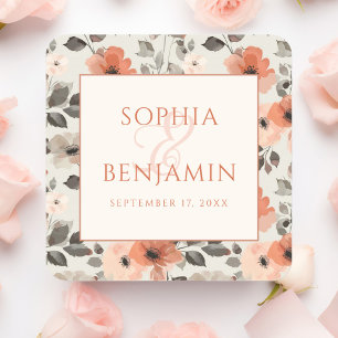 Adesivo Quadrado Modern Peach Wedding