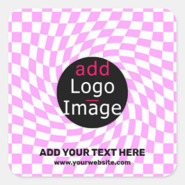 Adesivo Quadrado Modern Professional Custom Brand Checker Pink 