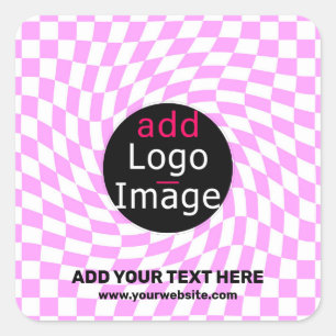 Adesivo Quadrado Modern Professional Custom Brand Checker Pink