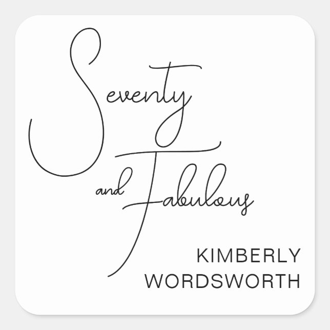Adesivo Quadrado Modern Seventy and Fabulous 70th Birthday Party (Frente)