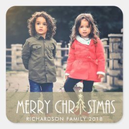 ADESIVO QUADRADO MODERN SILVER MERRY CHRISTMAS DOODLE HOLIDAY FOTO