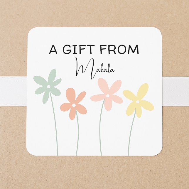 Adesivo Quadrado Modern Simple Cute Girly Floral A Gift From  (Criador carregado)