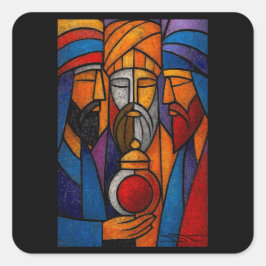 Adesivo Quadrado Modern Stained Glass Three Wise Men