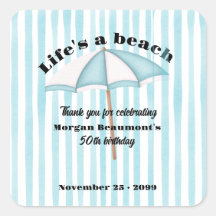Modern Summer Beach Party Stripes 50th Birthday