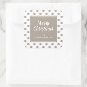 Adesivo Quadrado Modern Taupe Script Feliz Natal