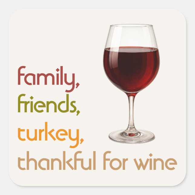 Adesivo Quadrado Modern Thanksgiving Typography | Cozy Fall Sticker (Frente)