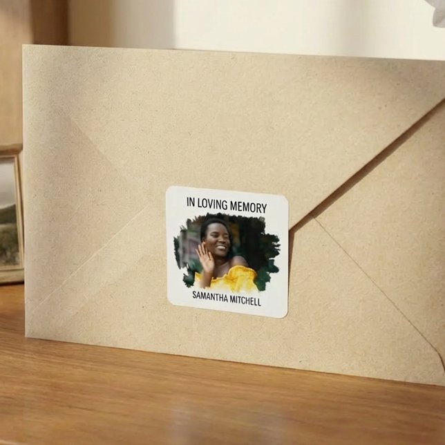 Adesivo Quadrado Modern White Photo Funeral (Criador carregado)