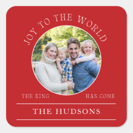 Adesivo Quadrado Moderna Alegria Vermelha À Foto Da Ronda Mundial