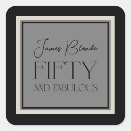 Adesivo Quadrado Moderna Caligrafia Elegante Unisex Cinquenta e Fab
