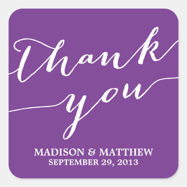 ADESIVO QUADRADO MODERNA CALLIGRAPHY | RÓTULOS DE FAVOR DE CASAMENT (Frente)