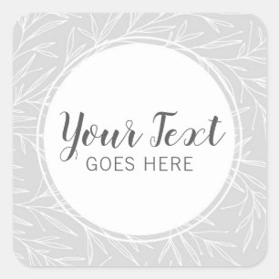 Adesivo Quadrado Moderna Folha Botânica Sucursais Silver Minimalist